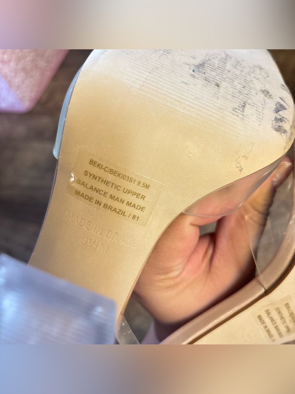 Steve Madden Clear PVC Strap Nude Insole Block Heel Sandals - Picture 5 of 7